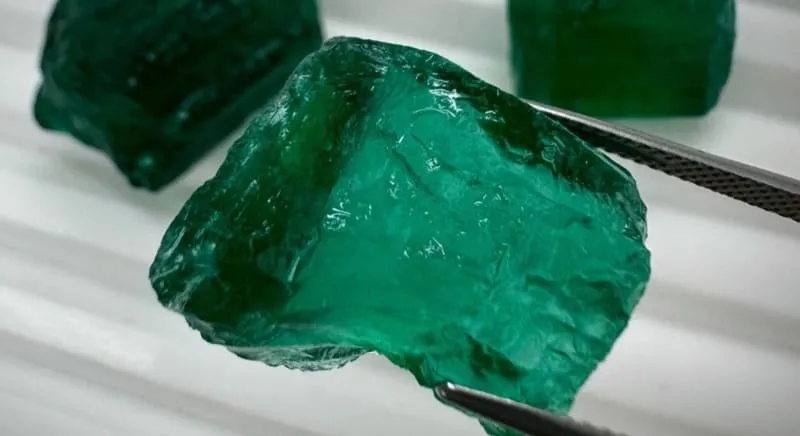 Rough emerald in its natural setting