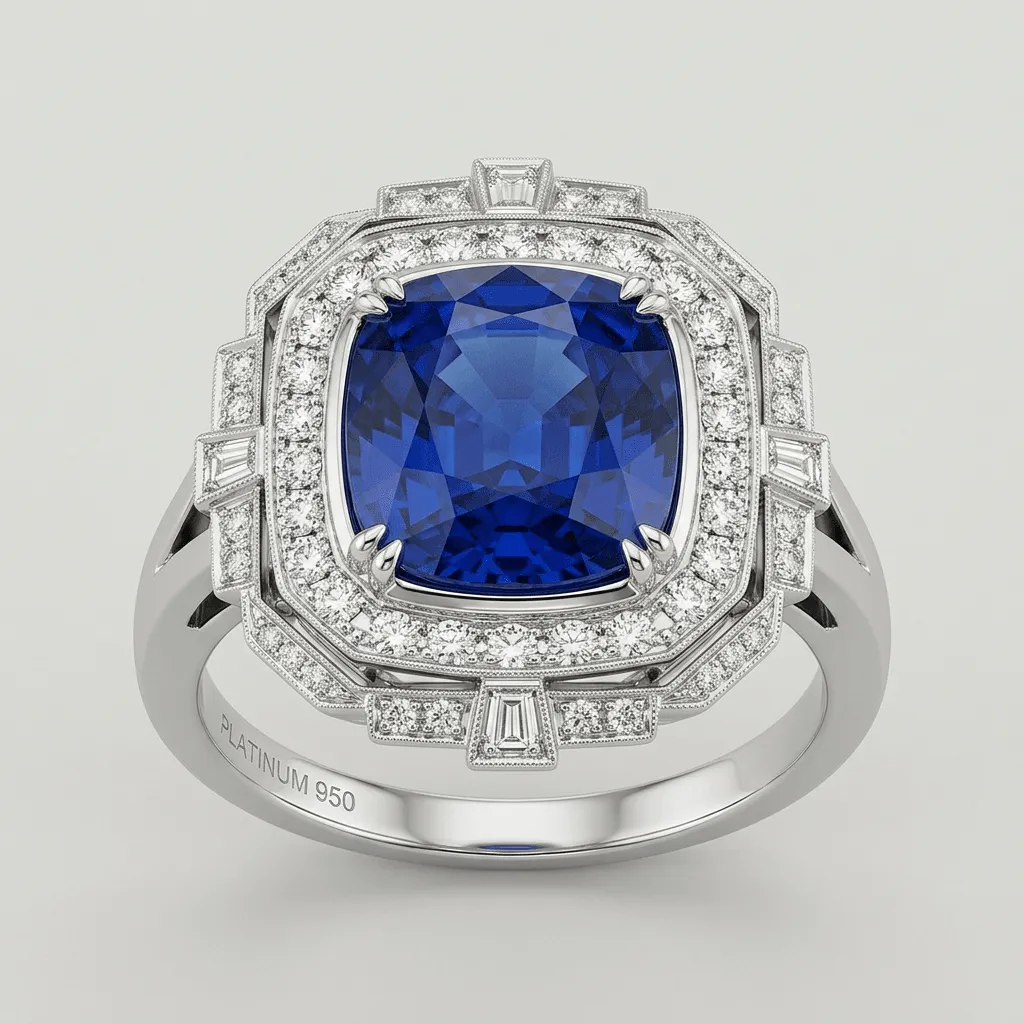 Art deco ring featuring Sapphire
